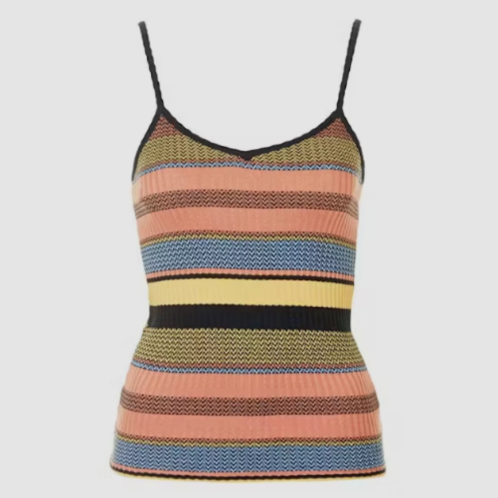 Topshop Ribbed Striped Tank Top Women's Size 4 Cami V-Neck